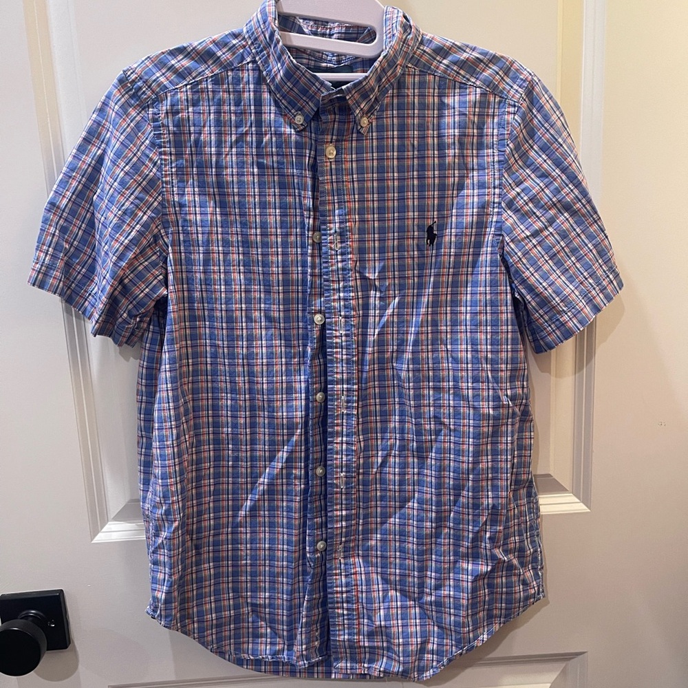 Ralph Lauren Blue and Pink Plaid Boy's Shirt size L 14-16